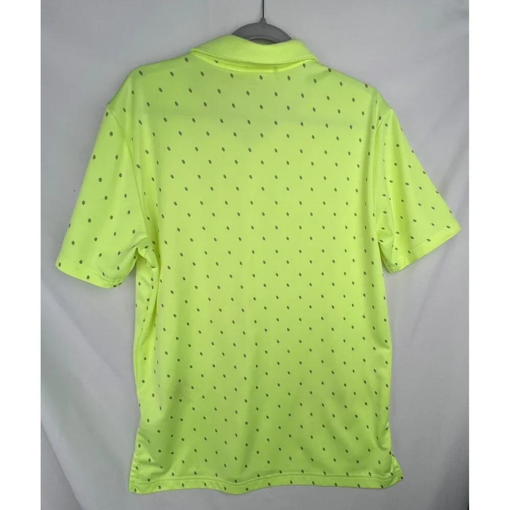 ADIDAS Performance Polo Shirt Mens M Pinecone Print Hi-Res Yellow Gray UPF 50